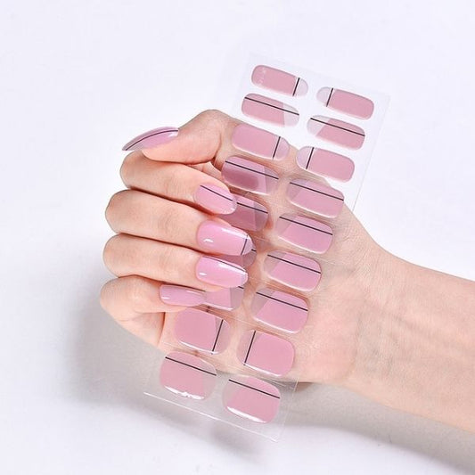 Pink Striped Gel Nail