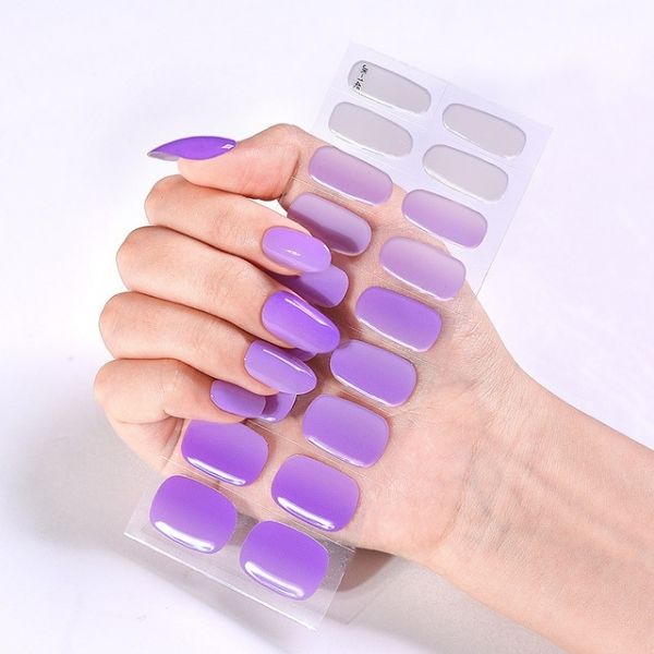 Gel Nails in Purple Gray Colors