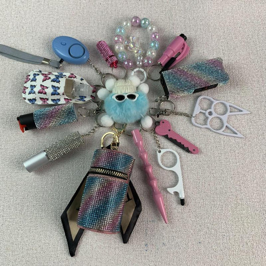 Pink-Blue Self Defense Keychain Set