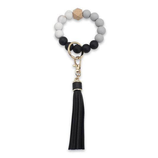 Wooden Beads Bracelet Keychain